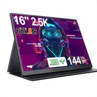 Monitor Gaming AHXJKA de 16 Pulgadas, 2.5K, 144Hz, IPS, 2560x1600, 16:10, 300-Nit, Tipo-C, HDR, Cuidado de la Vista, Portátil para Laptops/PCs/Consolas