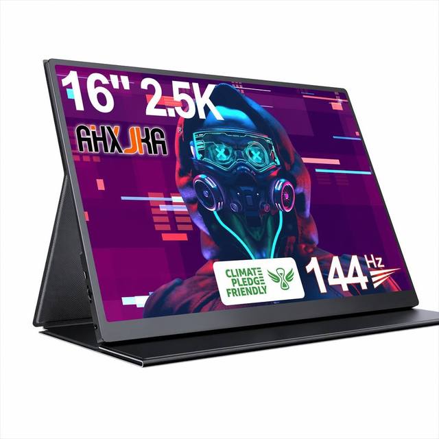 AHXJKA 16-Inch 2.5K 144Hz IPS Gaming Monitor 2560x1600 16:10 300-Nit Type-C HDR Eye Care Portable for Laptops/PCs/Consoles
