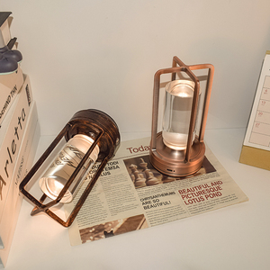 Lámpara de Mesa LED Retro de Metal de Cobre Desgastado Vintage, Lámpara de Ambiente Decorativa para Restaurante Inalámbrica Táctil Recargable para Exteriores - Product Image 6