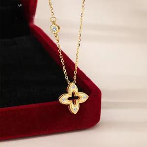 Colar Retro S925 de Alta Qualidade para Mulheres em Prata Pura Escovada com Diamante Brilhante, Ouro e Zircônia - Product Image 5