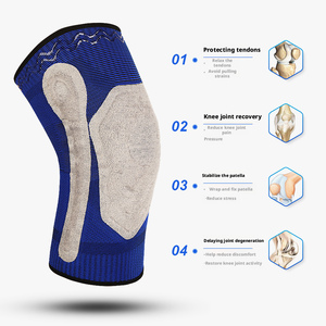 Genouillère de <span class=keywords><strong>compression</strong></span> souple en stock, avec support en nylon, coussinets en silicone à ressort, stabilisateur flexible en coton et élasthanne - Product Image 2