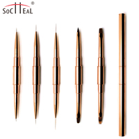 Pinceau professionnel pour vernis à ongles en nylon, double embout, manche métallique, pour polygel, différents modèles, pour manucure