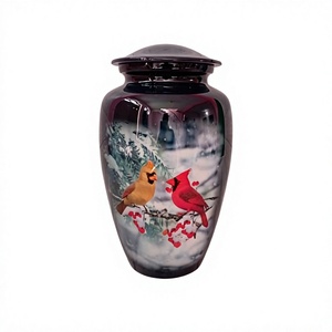 Urna Funeraria Negra con Diseño de Pájaro Cardenal, Estilo Americano, Tamaño Adulto, Diseños Personalizables, Urnas Conmemorativas para Cenizas, Exhibición en Mesa - Product Image 1