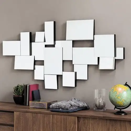 Vente en gros directe de miroir mural décoratif de forme irrégulière pour la décoration de la maison MDF panneau sculpté