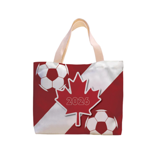 定制 2026 年足球锦标赛多国国旗设计帆布手提袋 足球主题购物袋，专为足球迷设计 - Product Image 2