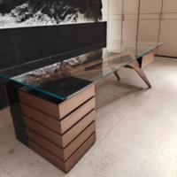 Bureau de style luxueux en bois avec plateau en verre, bureau d'ordinateur ergonomique durable pour bureau et salle d'étude