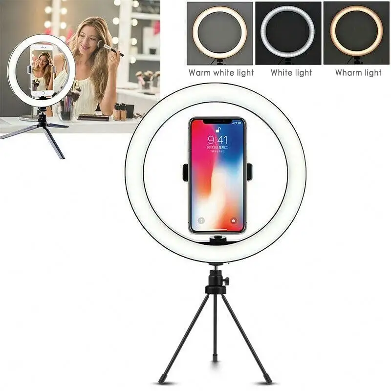 CE FCC 12inch led ring light with tripod floor stand make up fill light ad video light led suitable for live