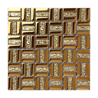 Mosaïque de verre cristal argent doré 300x300mm pour le mur et le sol