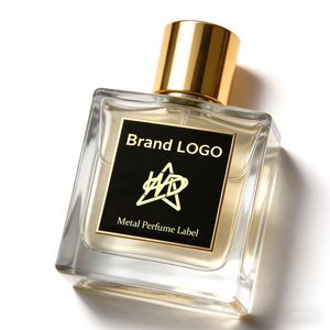 Étiquettes de luxe personnalisées avec votre propre logo de marque, autocollants en forme d'arc, étiquette en métal aluminium pour flacon de parfum - Product Image 1