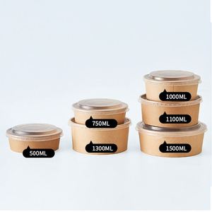 Tazones de Papel Kraft Desechables y Reciclables Personalizados para Ensaladas, Uso en Supermercados, Opciones de Impresión Digital y Offset - Product Image 1