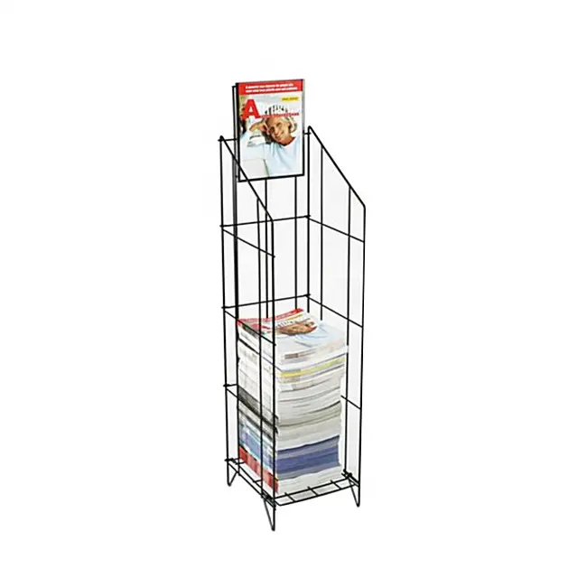 Lichte Metalen Draad Brochure Houder Display Krant Wenskaart Tijdschrift Display Rack Vloer Stand Cd Tijdschriftenrek