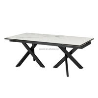 Nouveau design d'intérieur de meubles italiens modernes et chauds ensemble de table de salle à manger extensible en céramique table à rallonge en marbre artificiel