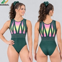 Vêtements de gymnastique personnalisés Green Gymnastic, veste d'échauffement, justaucorps de compétition de gymnastique pour club