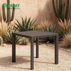 <span class=keywords><strong>Tavolo</strong></span> e Sedie Quadrati Neri Opachi, Set Moderno da Giardino in Alluminio, Arredamento da Esterno Stile Wabi Sabi - Product Image 1