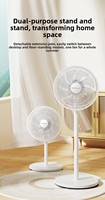 Ventilateur sur pied intelligent super silencieux 2-en-1, ventilateur de table et sur pied avec commande vocale, capteur de vent de refroidissement intelligent, ventilateur blanc