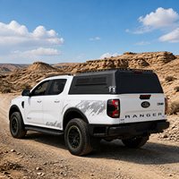 Couverture de benne rigide en acier au carbone sur mesure pour Ford Ranger/Everest, avec design aile arrière en verre sur les deux côtés, étanche et sans perçage