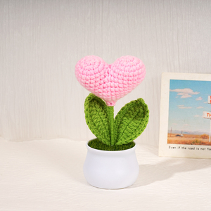 Handmade Crochet đan nhỏ hình trái tim chậu cây nhân tạo cho tình yêu trang trí Turf bó hoa cho lễ Tạ ơn phục sinh cho - Product Image 5