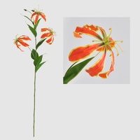 Großhandel Real Touch Künstliche 3 Köpfe Feuer lilie Blume Gloriosa Superba Dekorative Flammen lilie für Party Hotel Dekoration
