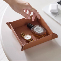 Boîte de rangement magnétique en cuir pour bureau, plateau à clés pour entrée/foyer, plateau de rangement pliable pour articles divers pour salon