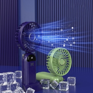 Ventilateurs à main électriques portables miniatures avec logo personnalisé, écran LED, 1200 mAh, 6 vitesses, vent puissant, pliables, rechargeables par USB, moteur sans balais - Product Image 1
