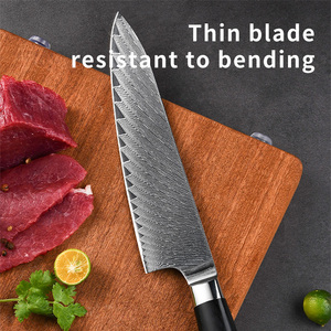 Sang Trọng Nhật Bản Damascus Nhà Bếp Đầu Bếp Cleaver 67 Lớp Giả Mạo Thép Với Gỗ Màu Đen Xử Lý Sắc Nét Dao Khối Hộp Quà Tặng - Product Image 3