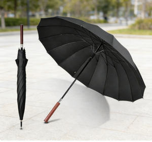 Personal Fashion Extended Wooden Handle Straight Pole <b>Umbrella</b> 16 Ribs Wind-resistant Reinforced Sunshade <b>Umbrella</b> - Product Image 2