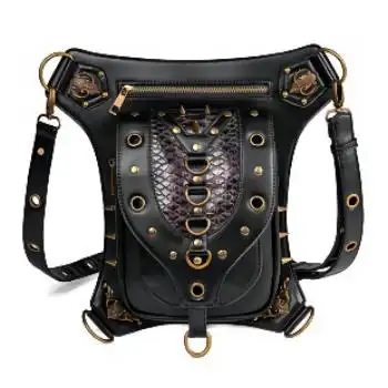 Retro Heuptas Fanny Pack Fashion Gothic Lederen Schoudertas Cross Body Messenger Tassen Dij Been Hip Holster Purse Travel Pouch