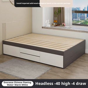 Cadre de lit multifonctionnel pleine grandeur avec tiroir de rangement haut, lit en bois massif - Product Image 4