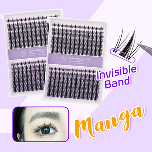 Pestañas Postizas Lakanaku Diy Lashes Manga con Banda Invisible, Rizos Naturales, Fibras Sintéticas, Efecto 3D, Pestañas de Tira Completa - Product Image 1