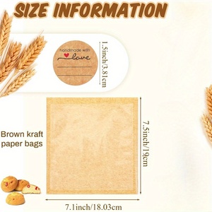 Individual Heat Seal Custom Bakery Cookie Packaging Brown Bread Kraft Paper Bags with Clear Window Sticker - Product Image 3