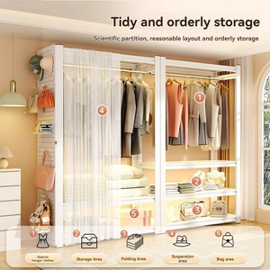 <span class=keywords><strong>Perchero</strong></span> ajustable para dormitorio, <span class=keywords><strong>armario</strong></span> de acero independiente, fácil instalación, estante de almacenamiento para ropa y sombreros - Product Image 4