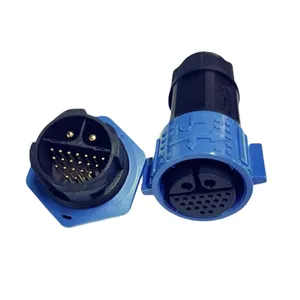 Jnicon 22pin M25 Led אור פאנל הר IP67 כחול צהוב נעילת דחיפה 2 פינים כוח 20 פינים אות כבל מחבר עמיד למים