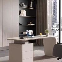 Mobilier ergonomique de luxe moderne, patron, PDG, bureau exécutif, entreprise, bureau d'ordinateur, table et chaise de bureau en bois de pierre, ensemble de bureaux