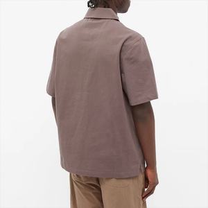 Camisa de Trabajo de Manga Corta para Hombre, de Algodón de Alta Calidad, con Cierre de Media Cremallera, Lisa, Personalizable con Logotipo - Product Image 3