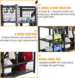 Étagère de rangement multifonction pratique en acier au carbone pour accessoires de fitness, sacs de <span class=keywords><strong>golf</strong></span>, chapeaux, <span class=keywords><strong>chaussures</strong></span> – Organisateur de présentation pour salle de sport - Product Image 3