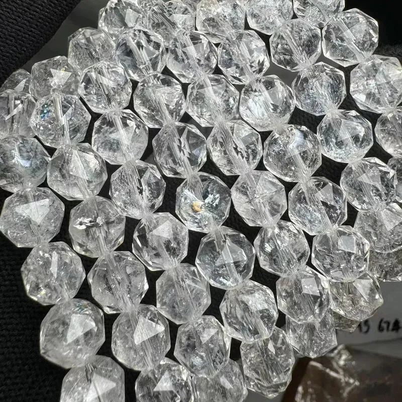 Meihan doğal hakiki kristal takı yapımı için Azeztulite kristal elmas Faceted boncuk bilezik DIY