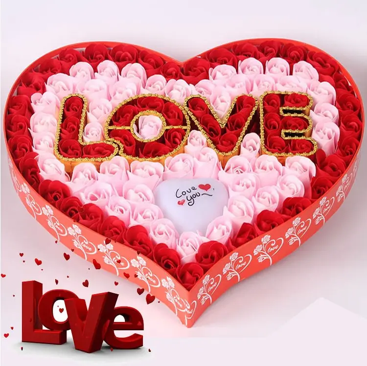 QSLH-00261 Love Lamp Rose Soap Flower Gift Box Creative Valentine's Day Gift Birthday Gift