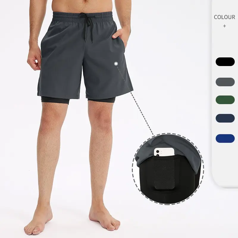 Shorts de corrida personalizado com dupla camada, calção esportiva de secagem rápida para academia, basquete e treinamento, tamanho grande, 2023