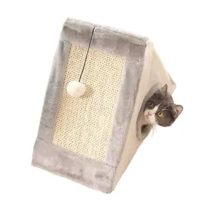 Oem Factory Foldable Cat Bed Scratcher Triangle Breathable Cardboard Cat Scratcher House