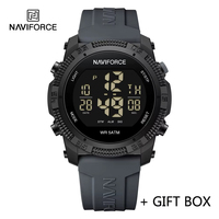 Jam Tangan Digital LCD NAVIFORCE NF7104 untuk Pria, Kasual, dengan Tanggal, Hari, Alarm, Tahan Air, Tali Silikon, Jam Elektronik untuk Pria
