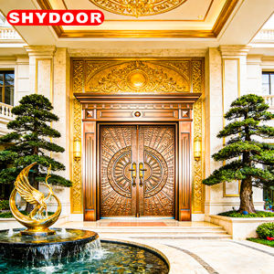 Puerta Principal de Entrada Moderna de Cobre, Puerta de Seguridad de Hierro, Puerta Principal de Lujo Personalizada de Acero Inoxidable para Villa - Product Image 6