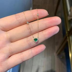 Collier pour femme en argent pur S925, pendentif goutte d'eau vert grand-mère, œil de chat transparent français, pierre bleu lune, cœur - Product Image 1