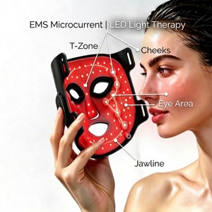 Masque facial LED 4 couleurs en gros, alimenté par USB, micro-courant, lumière rouge, massage du visage pour voyage et usage domestique - Product Image 2