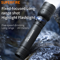 Lampe torche LED rechargeable par USB, étanche IP44, corps en alliage d'aluminium, 6000K, lumière du jour, EDC, camping, faisceau spot, mode SOS