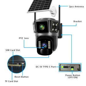 Okam 4K telecamera di rete 8MP sicurezza esterna 3 schermi 360 ° PTZ visione notturna 4G Sim Card di energia solare di fabbrica di memoria CMOS Cloud - Product Image 6