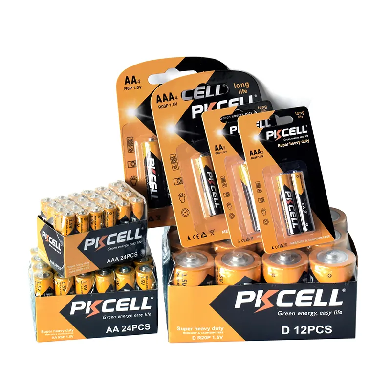 PKCELL r6p aa battery 24 pcs 1.5v super heavy duty battery supplier for toys cameras