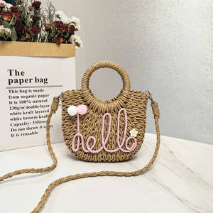 Borsa da donna alla moda estiva fatta a mano in paglia tinta unita Casual a spalla aperta per il commercio all'ingrosso - Product Image 2