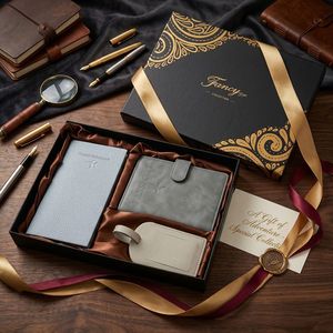 Set <span class=keywords><strong>Regalo</strong></span> Aziendale: Taccuino, Porta Passaporto e Cordino - Set Unisex di 3 Pezzi per la Festa del <span class=keywords><strong>Papà</strong></span> e San Valentino - Product Image 1