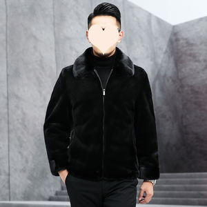 Manteau <span class=keywords><strong>court</strong></span> en fausse fourrure pour <span class=keywords><strong>homme</strong></span> avec col et fermeture éclair, conçu pour les garde-robes d'hiver modernes - Product Image 2