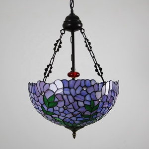 Sıcak satış LongHuiJing 16-Inch victoria <span class=keywords><strong>Tiffany</strong></span> tarzı 3 ışık çok renkli Wisteria abajur avize oturma odası için - Product Image 5